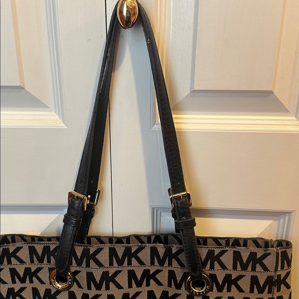 Michael Kors Tan and Black MK Logo Tote - Picture 6 of 6